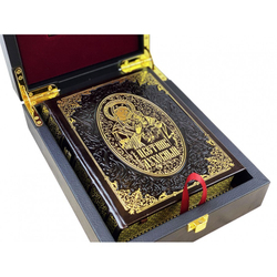 "Цветник духовный" Подарочный набор в кожаном коробе: книга с иконой "Святая Троица"