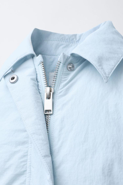 ZARA Х BENSIMON ® ЛЕГКАЯ КУРТКА С ВЫСОКИМ ВОРОТНИКОМ, СВЕТЛО-ГОЛУБОЙ