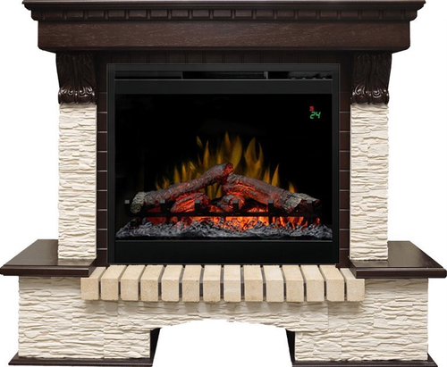 Каминокомплект Pierre Luxe - Темный дуб / Сланец мелкий с очагом Symphony 26'' DF2624L-INT