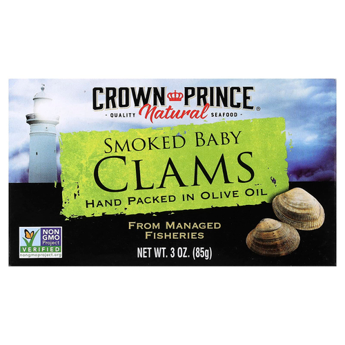 Crown Prince Natural, Копченые моллюски, в оливковом масле, 85 г (3 унции)