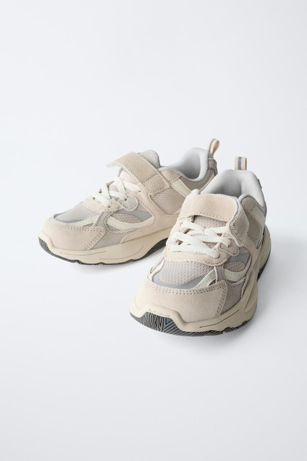 ZARA КРОССОВКИ СО ВСТАВКАМИ, ЭКРЮ