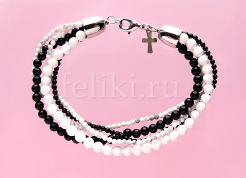 браслет из агата с крестиком