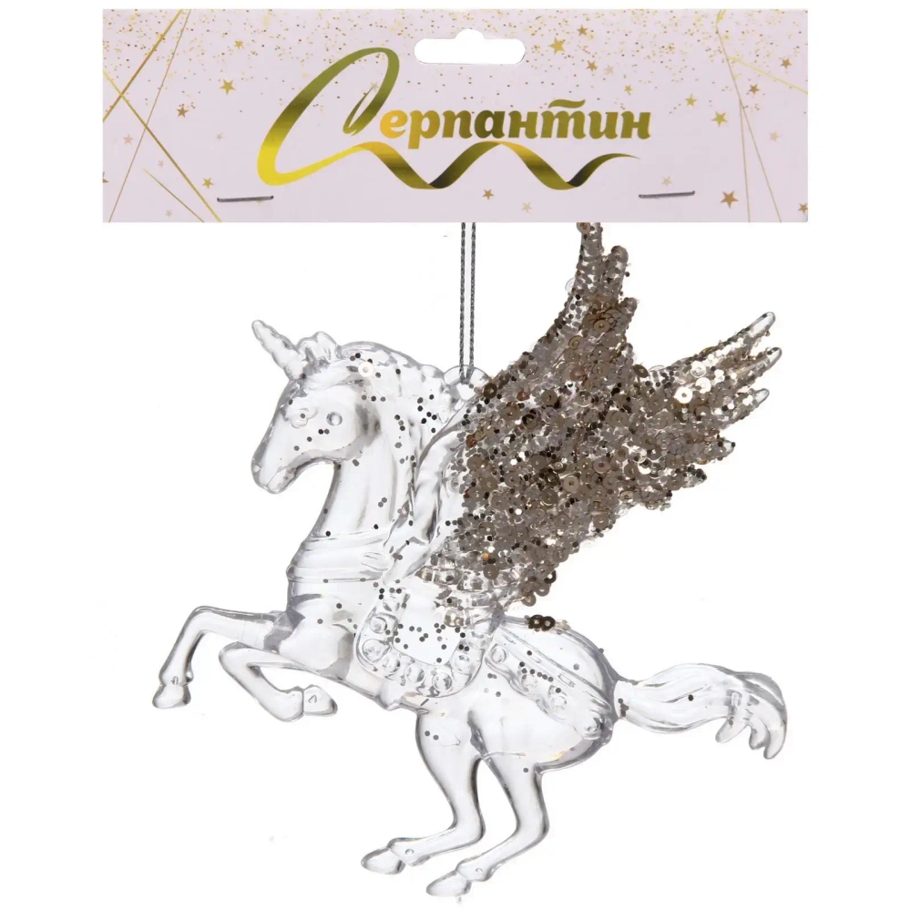 Подвеска «Сказочный единорог» 13*13 см, Белый/Золотой блеск