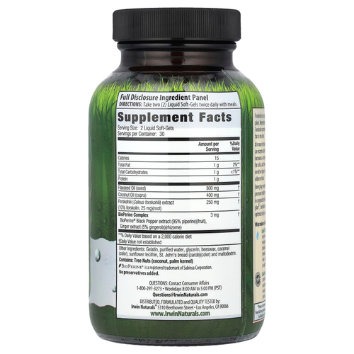 Irwin Naturals, Forskolin Fat-Loss Diet®, 60 жидких капсул