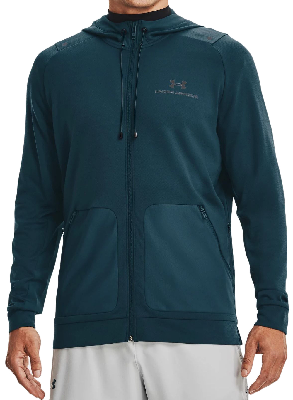 Мужская теннисная кофта Under Armour Rush Warm-Up Full-Zip Hoodie - blue note/black