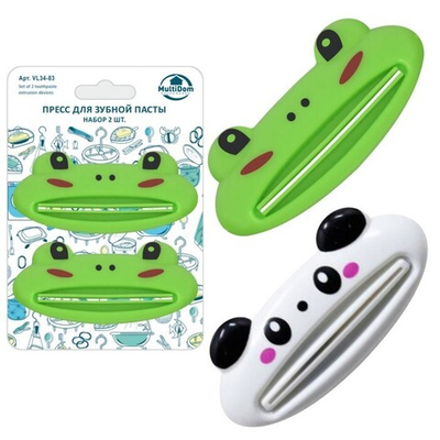 Пресс для зубной пасты "Зверята" 2 шт, 2 диз.