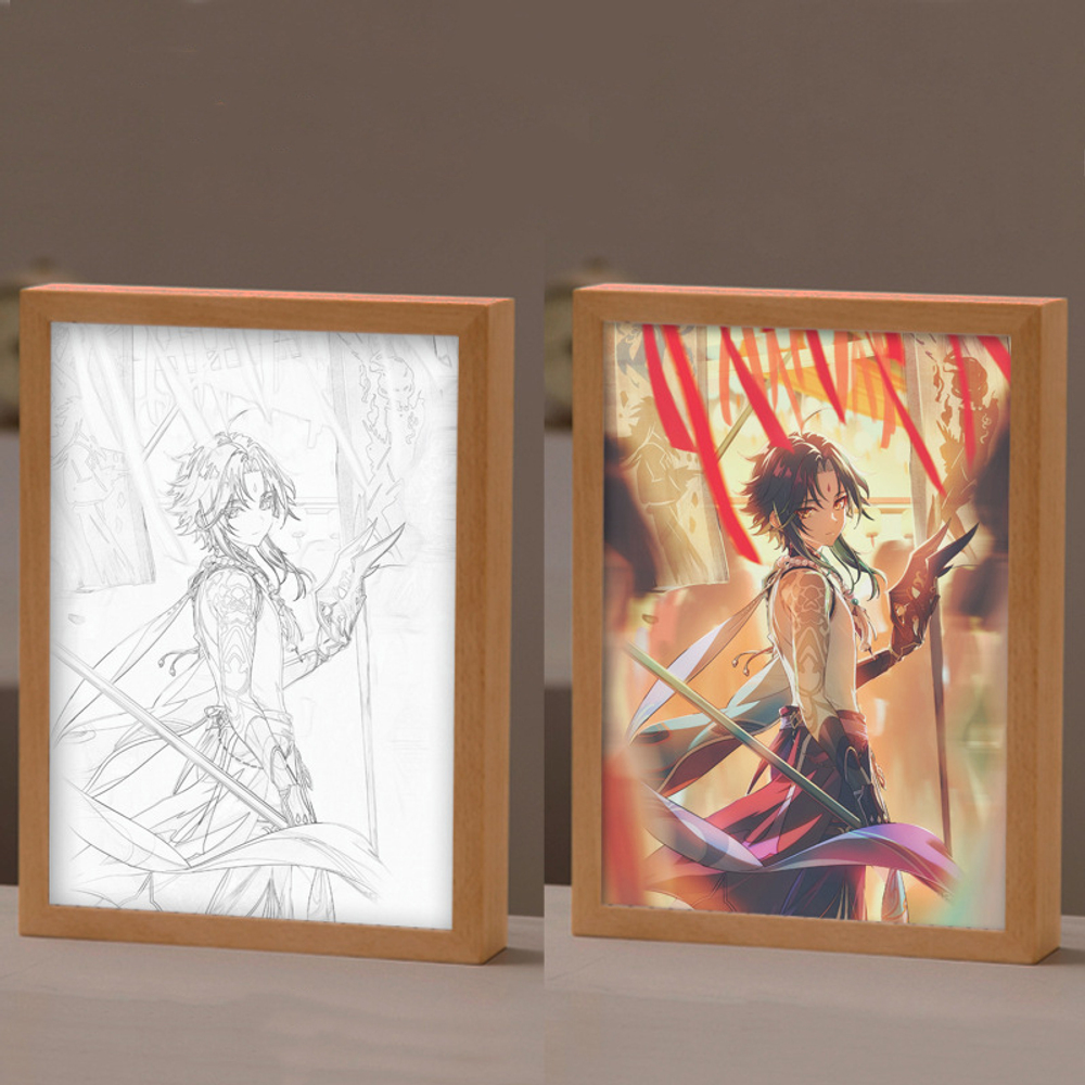 Светильник в рамке "Genshin Impact / Геншин" 22,5х17,5 см