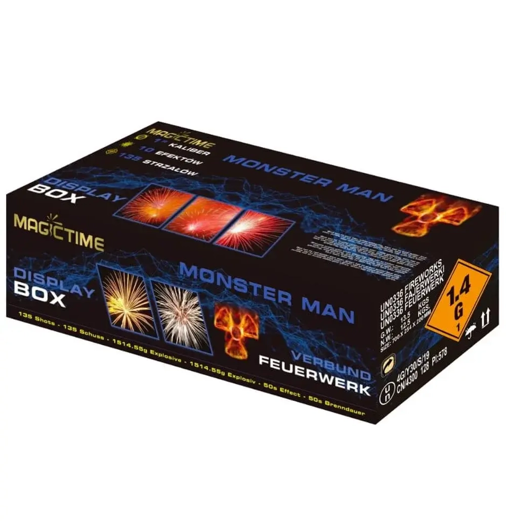 Батарея салютов Monster man (C7205) от Magictime, 135 выстрелов, 25 мм