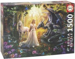 Пазл Educa "Дракон, принцесса и единорог", 1500 деталей , арт.17696, фэнтази, от 12 лет
