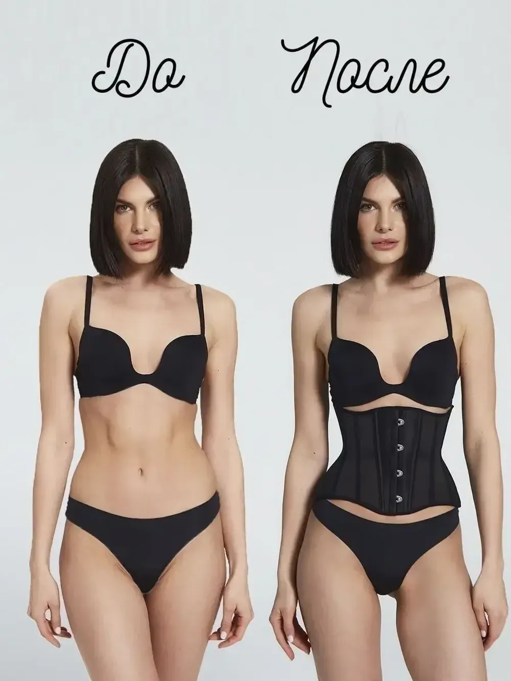 Черный прозрачный корсет MINI