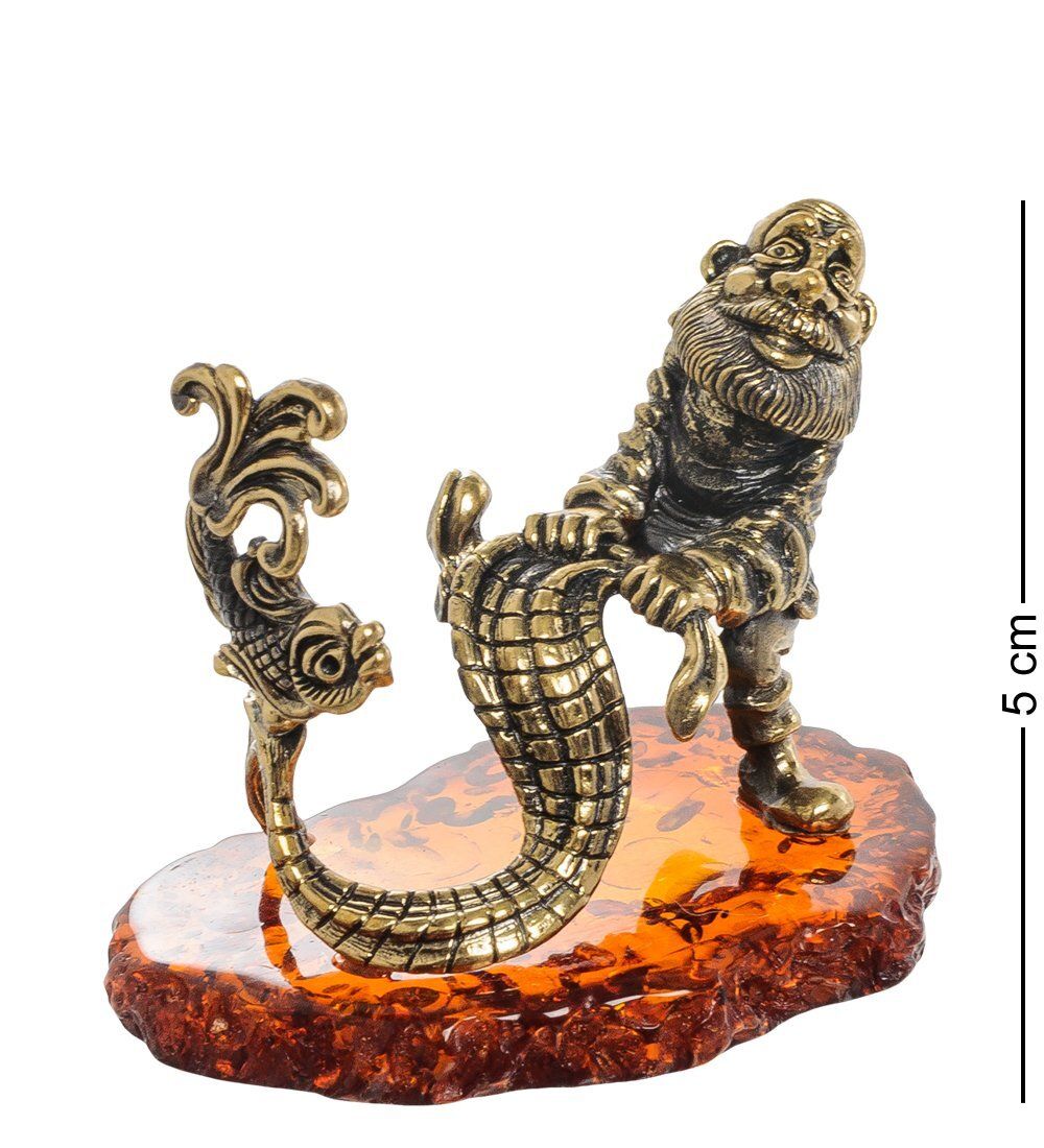 Народные промыслы AM-1942 Фигурка «Старик с неводом» (латунь, янтарь)