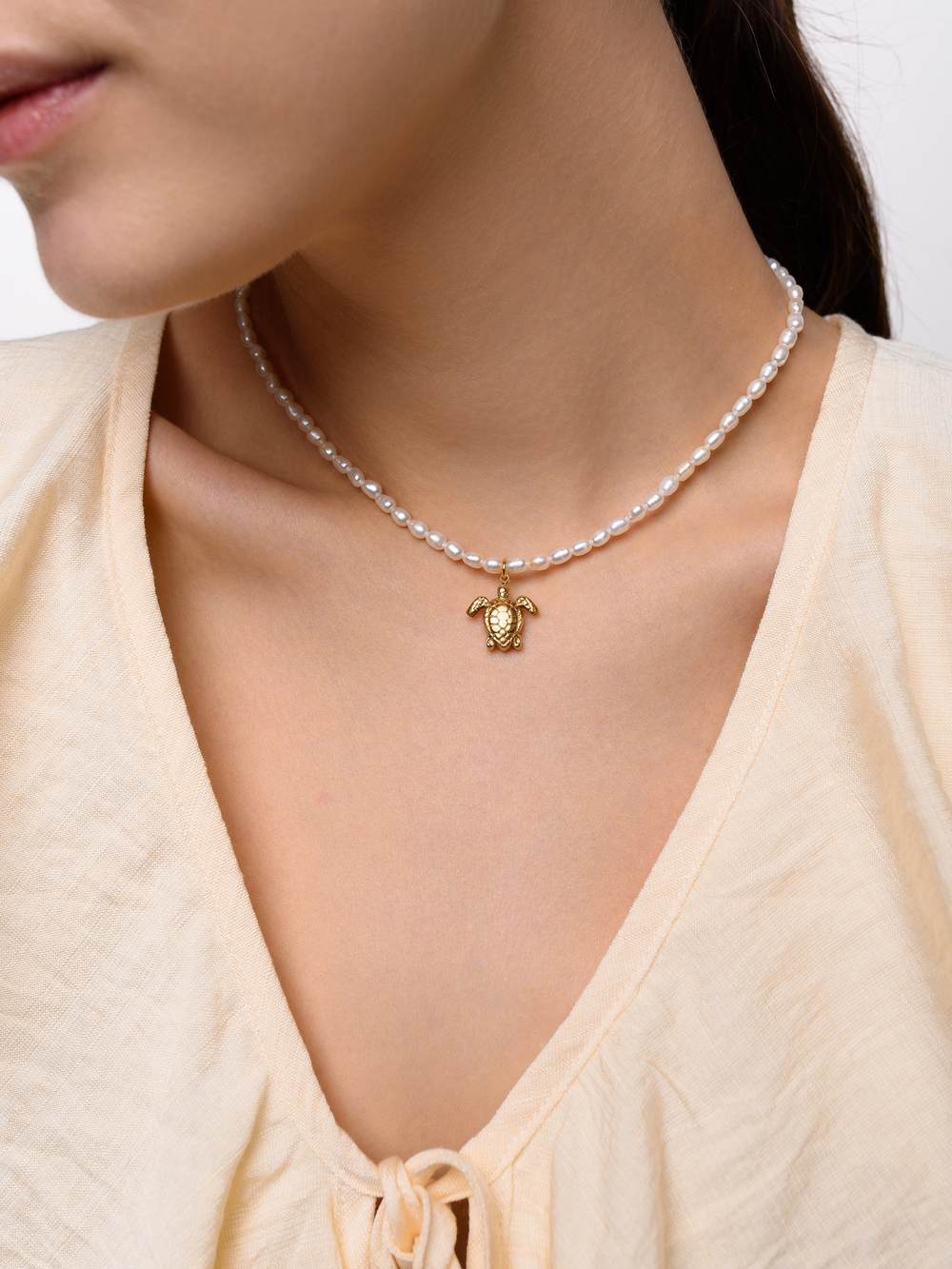 Колье "Pearl turtle" Gold