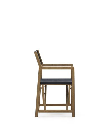 Складное уличное кресло Vilara из акации и ткани черного цвета