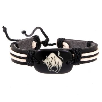 Фенечка - 23 Телец (черная/белая нить)