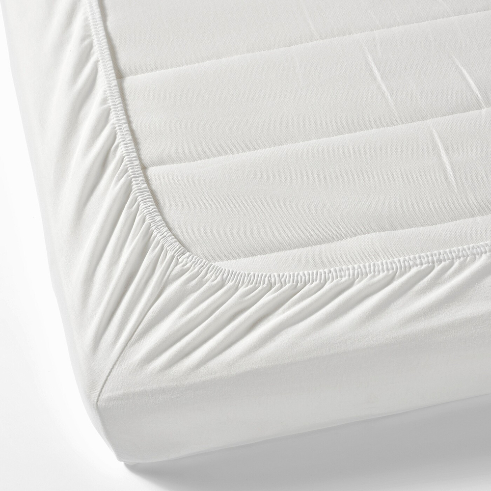 IKEA LEN  (ИКЕА ЛЕН)  -  Простыня на резинке, белая, 80x165 см