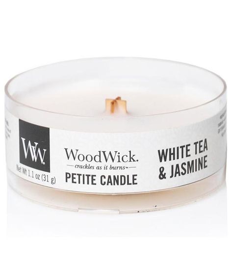 Белый чай и жасмин, ароматическая свеча мини, WoodWick