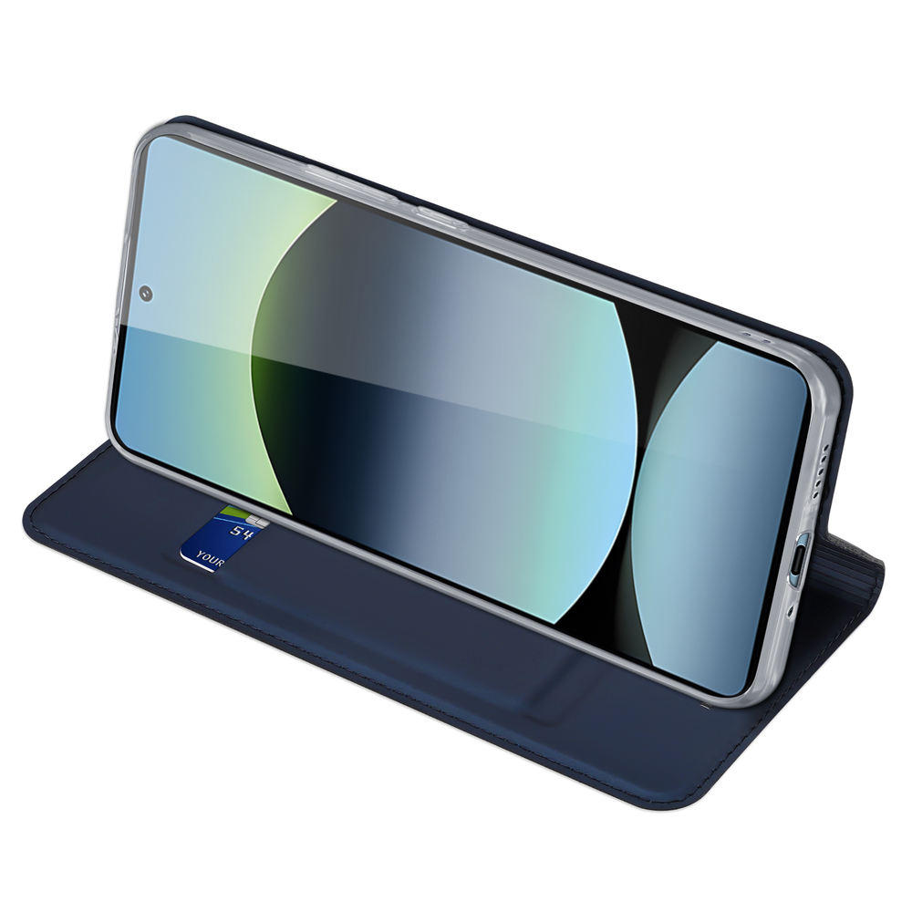 Чехол книжка из PU кожи синего цвета от Dux Ducis для Xiaomi Redmi Note 14S, серия Skin Pro Series Case