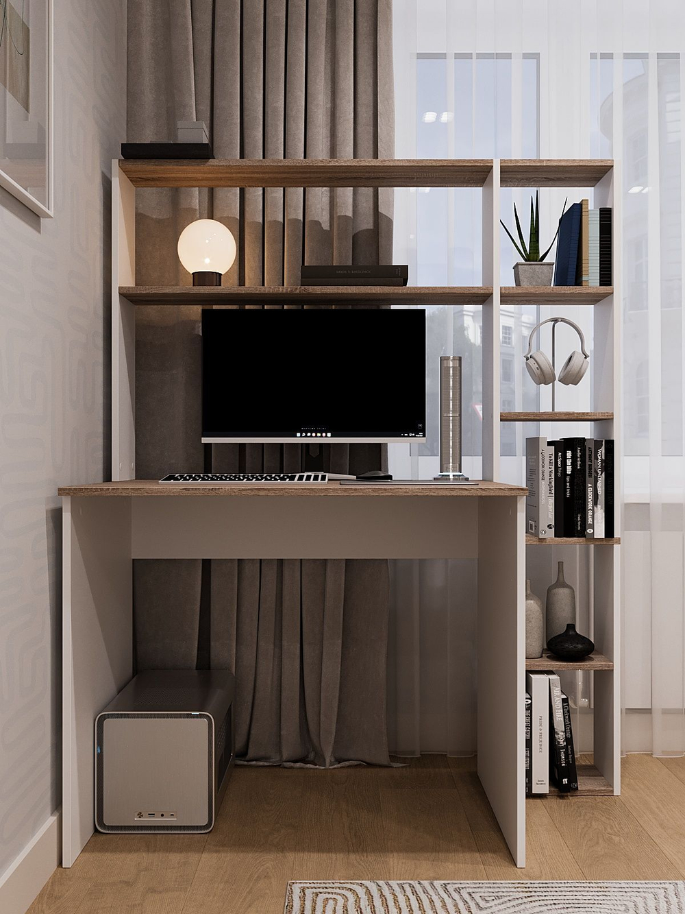 Стол компьютерный, стол письменный, белый дуб,120*60