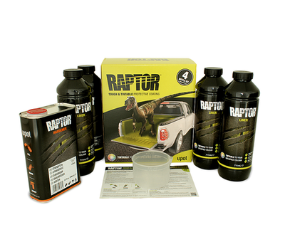 Покрытие защитное повышенной прочноcти RAPTOR черное, с отвердителем 2K U-POL 4л+1л