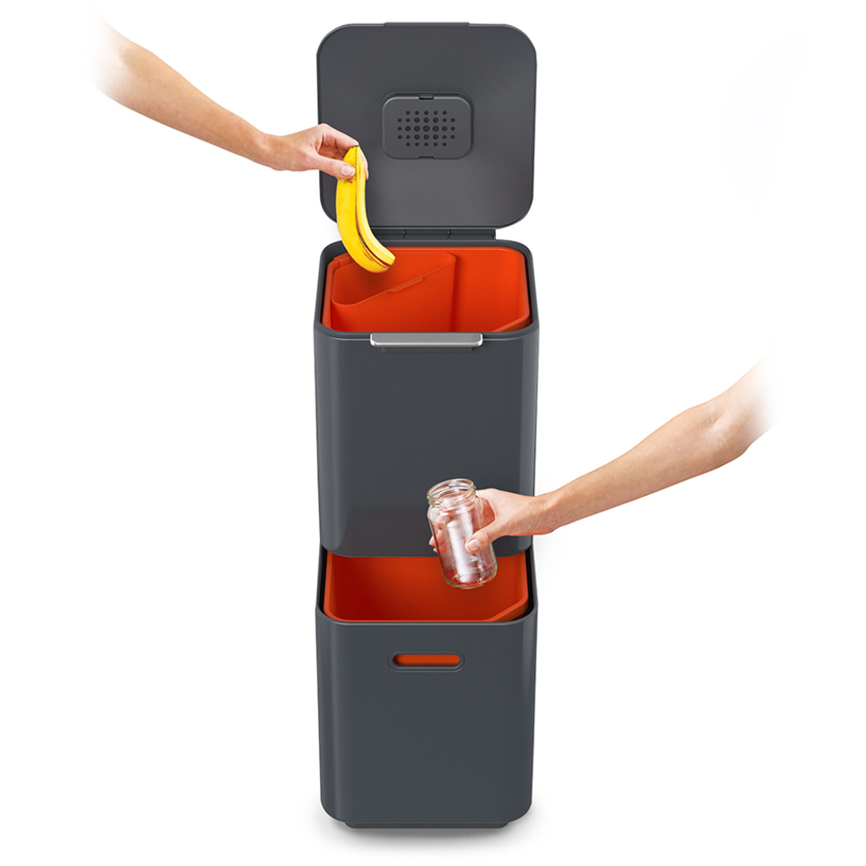 Контейнер для мусора с двумя баками Totem Compact 40 л графит, Joseph Joseph