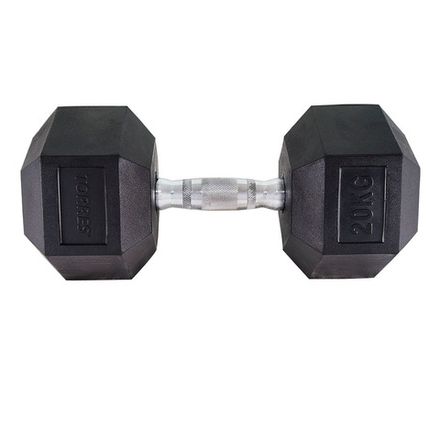 Гантель TORRES 20 кг, PL51920, металл в резиновой оболочке, форма шестигранник, черный