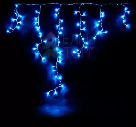 Светодиодная бахрома 1*1 м., 220V., 65 небесно-голубых LED ламп, прозрачный силикон, Beauty Led (ECC65-10-2SB)