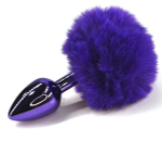 Фиолетовая анальная пробка с заячьим хвостиком (Цвет: фиолетовый)