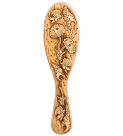 Народные промыслы BST-327/3 Массажная расческа деревянная «Бабочки» (береста)