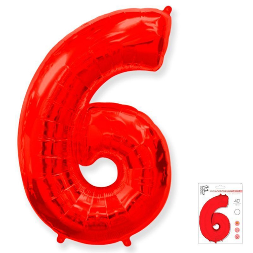 Цифра 6 красный 40" Fm