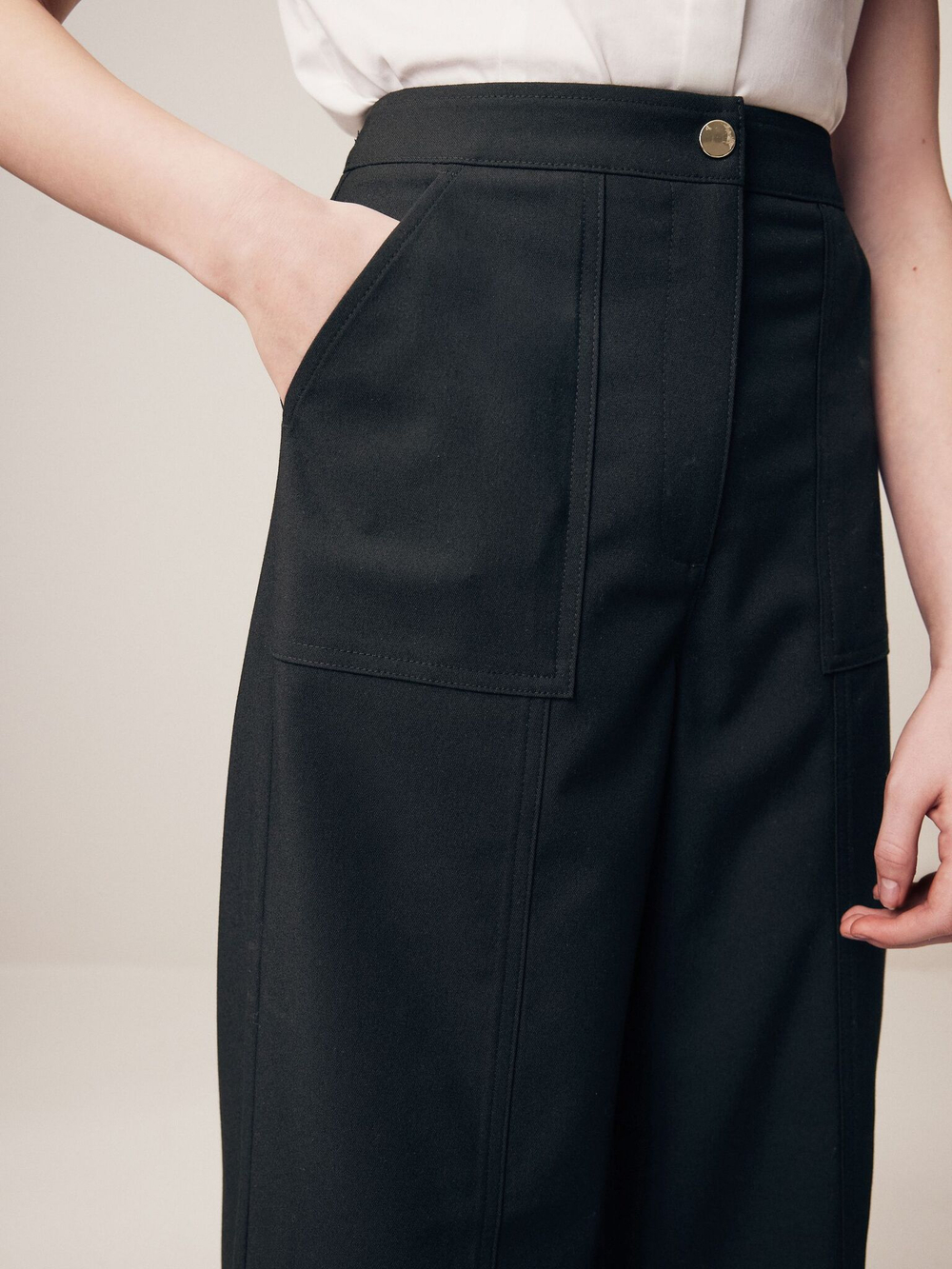 Брюки школьные с высокой талией для девочки Next Q76-883, Черный