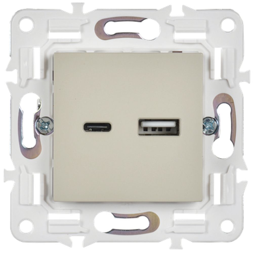 SKANDY Розетка USB A+C 18Вт SK-R13B бежевый IEK