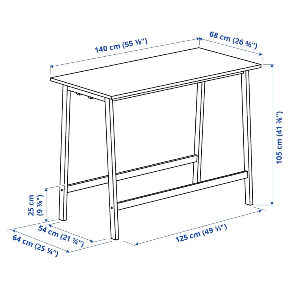 Стол для переговоров - MITTZON IKEA /ИКЕА МИТТЗОН , 68х140х105 см, темно-коричневый/белый