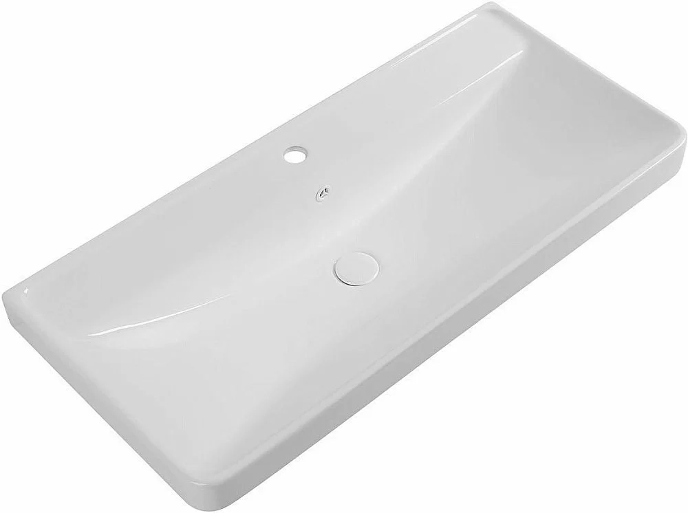 Тумба с раковиной Aquanet Вега 100 344125+323884 белая глянцевая