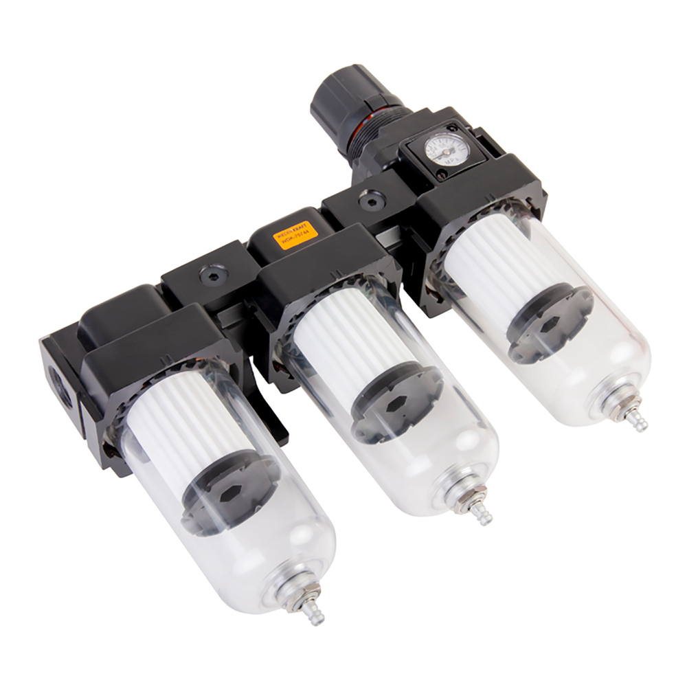 WDK-70744 Блок подготовки воздуха 1/2" трехступенчатый с влагомаслоотделителем, регулятором и маноме