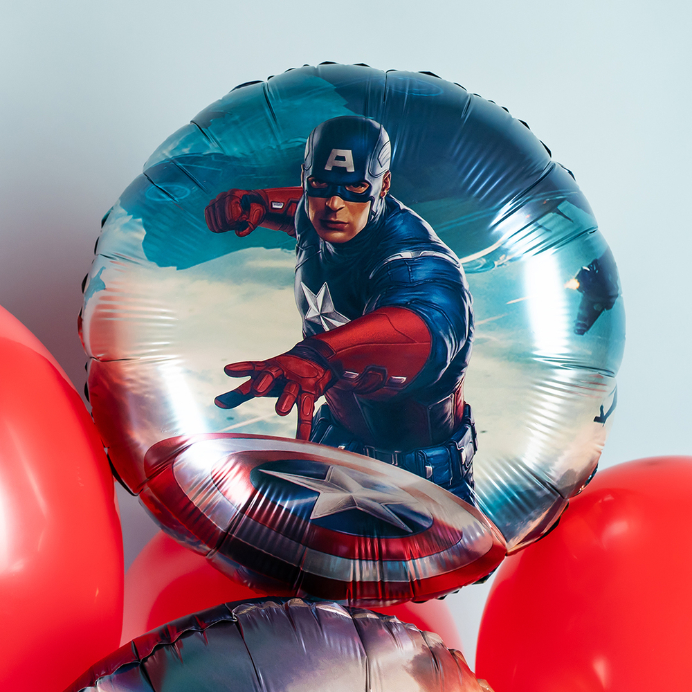 Фольгированный шар «Капитан Америка» двусторонний, 46 см