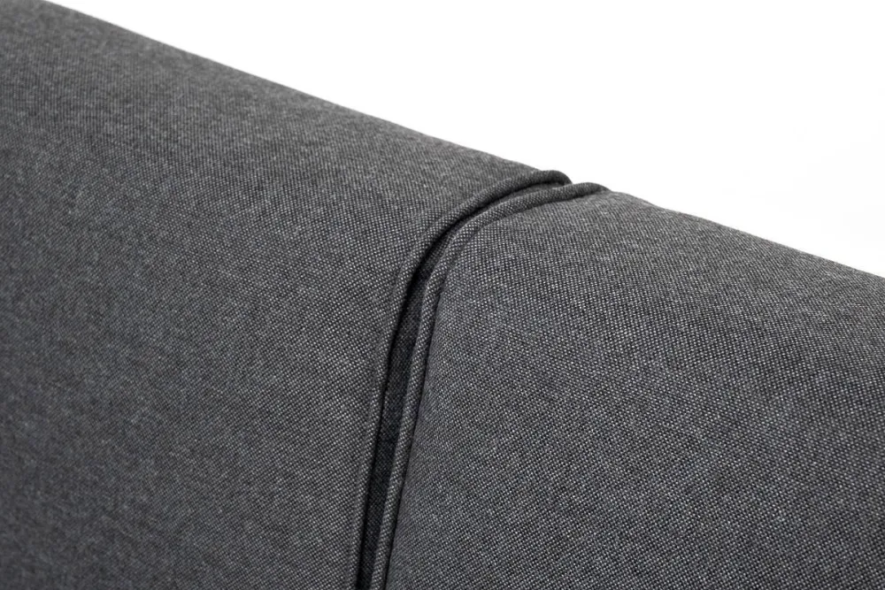 "Канны" левый модуль плетеный из роупа, каркас алюминий темно-серый (RAL7024) муар, роуп темно-серый круглый, ткань темно-серая 027