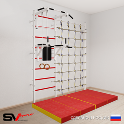 Шведская стенка Sv Sport 57140 (Турник стандарт/Брусья/Кольца/Мат 2м/Канатный лаз)