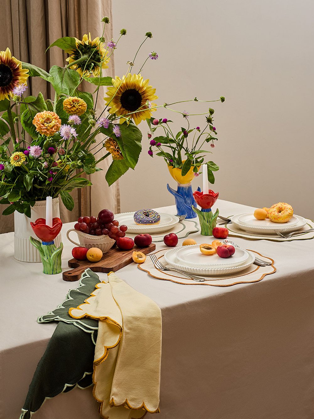 Салфетка под приборы Anemone из коллекции Trendy Ruffles, Ø38 см, карри