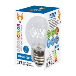 LED-D45-1W-BLUE-E27-CL-С PINEAPPLE Лампа декоративная светодиодная. Форма Ананас. прозрачная. Цвет синий. Картон. ТМ Volpe