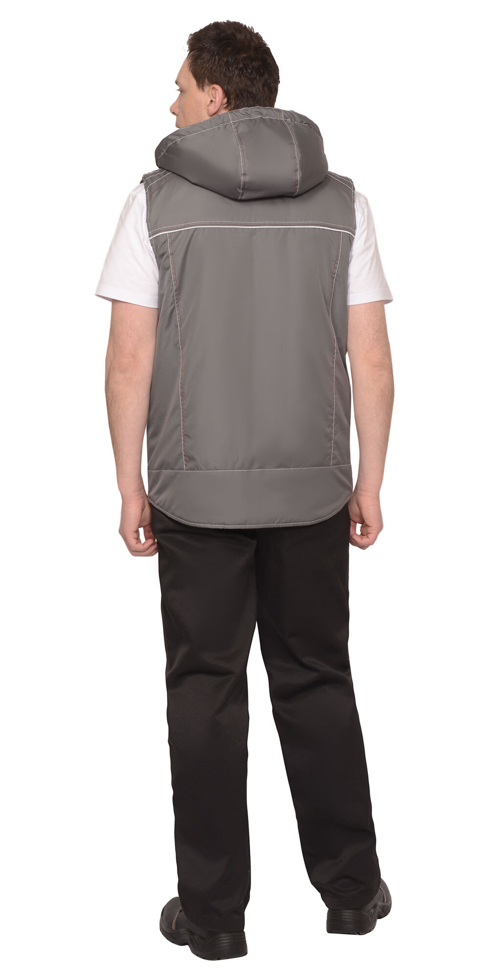 Жилет СИРИУС-АЛЕКС утепленный с капюшоном серый