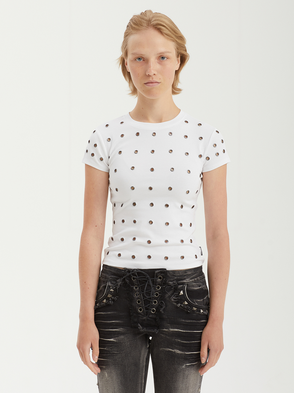 Женская Футболка Sync White Eyelet Detail Baby