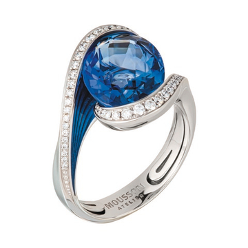 Кольцо с Сапфиром и Бриллиантами, Эмаль, R0123-1/1