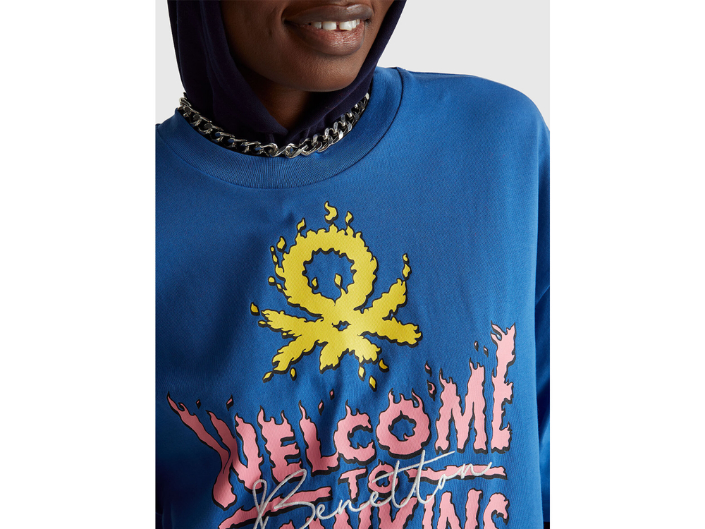 Benetton Укороченная футболка свободного кроя Stranger Things, синий