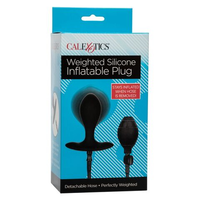 Черная расширяющаяся анальная пробка Weighted Silicone Inflatable Plug M (Цвет: черный)