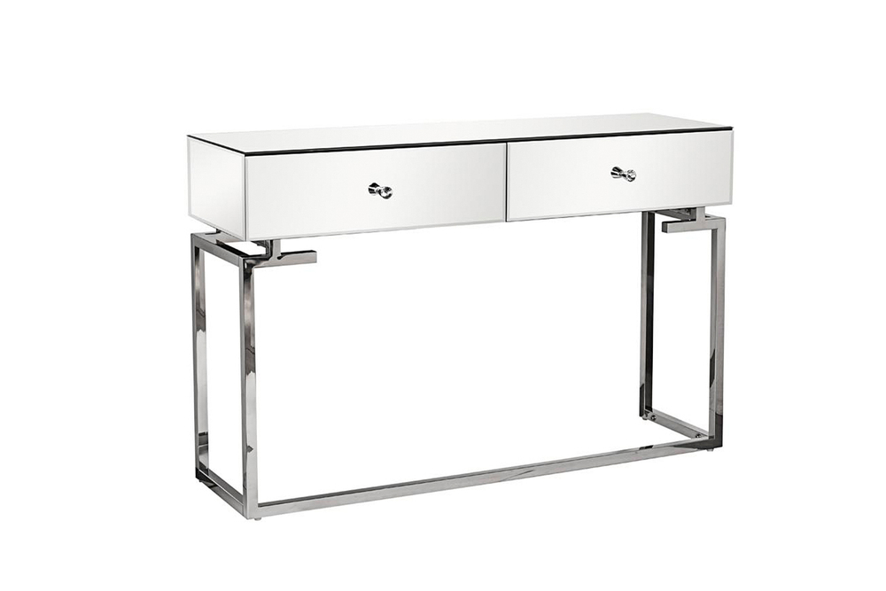 Консоль с ящиками в прихожую 77x35x120см Garda Decor зеркальный фасад