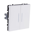 Выключатель 2-клавишный 10А/250В с LED подсветкой, белый матовый Kollinger Eclipse EC-010WH