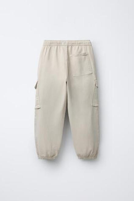 ZARA БРЮКИ-ДЖОГГЕРЫ КАРГО С ЭТИКЕТКОЙ, БЕЖЕВЫЙ