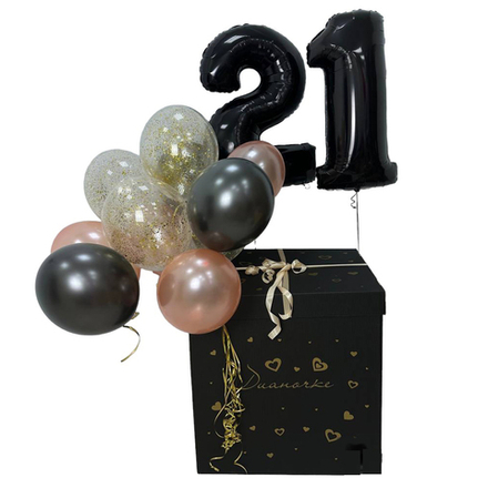 Коробка-сюрприз с шарами и индивидуальной надписью