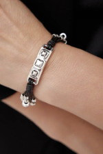 Браслет Ciclon, Mini Kubik Stile, кожаный, металл, CN-243105-00 (серебристый)