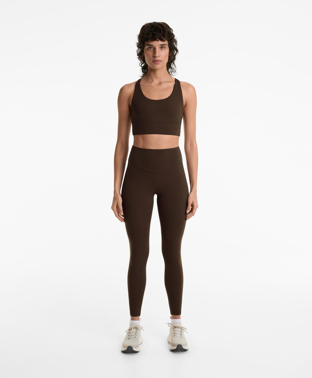 Oysho Спортивный бюстгальтер с бретелями на спине, темно-коричневый